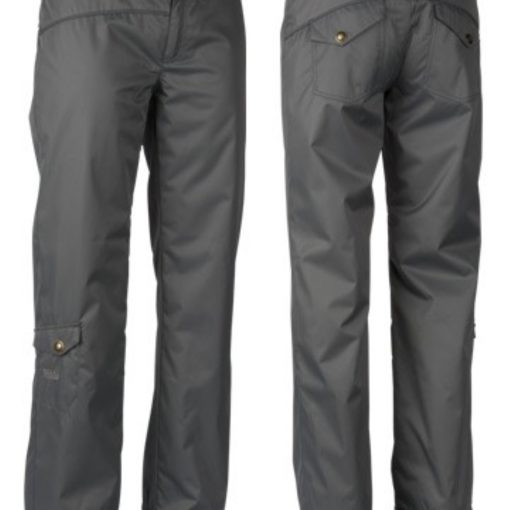 front and back of the same pair of gray women's ski pants