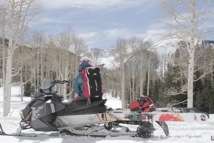a snowmobile in moab