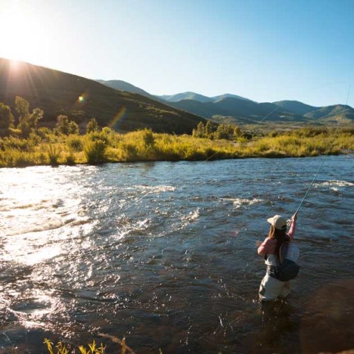 Angler casts to trout on Middle Provo River