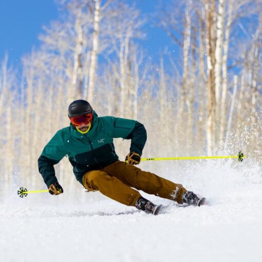 Jans employee John Beebe wears an Arc'teryx jacket at Deer Valley, UT.