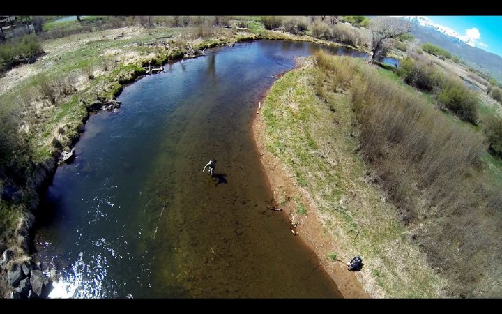 Aerial fly fishing photograph