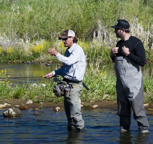 Fly fishing demonstration from the guide