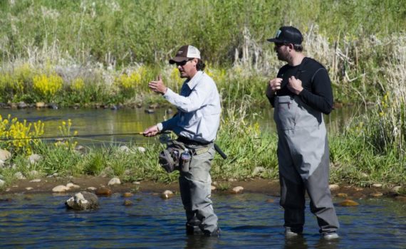 Fly fishing demonstration from the guide