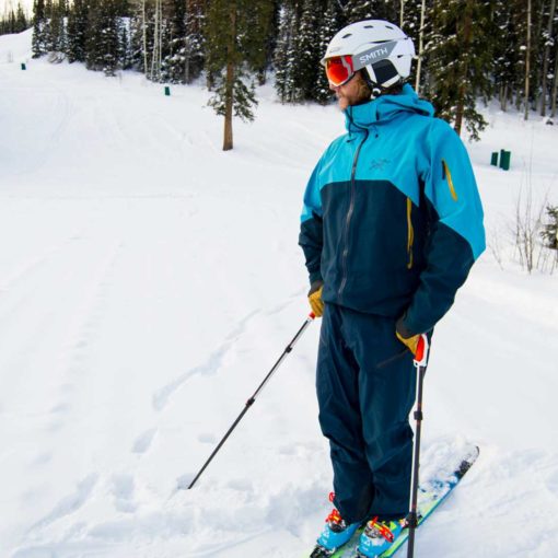 Skier standing at the bottom of a chairlift