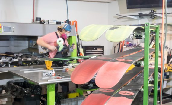 Skis at Rennstall ski shop at Deer Valley Resort in Park City, Utah