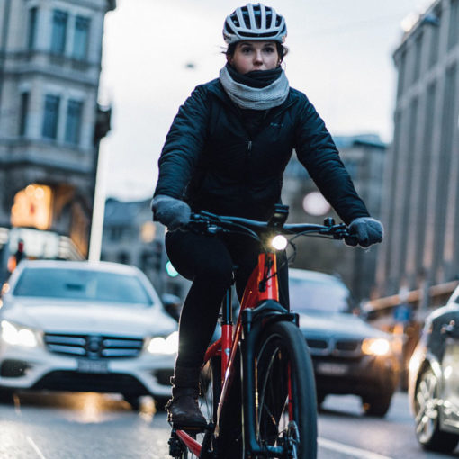 Woman riding a Specialized Turbo Vedo bike