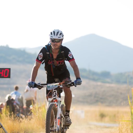 Mountain biker riding on a trail in Park City, Utah