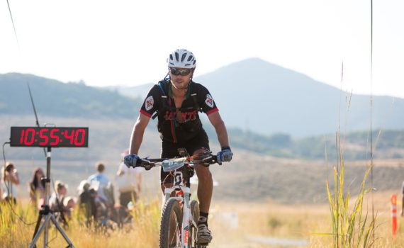 Mountain biker riding on a trail in Park City, Utah