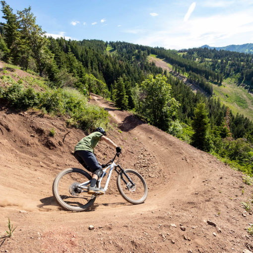 Jans Expert Jeff Walker mountain biking in Deer Valley, UT.