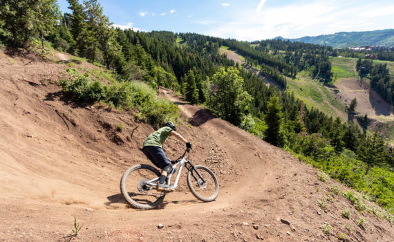 Jans Expert Jeff Walker mountain biking in Deer Valley, UT.