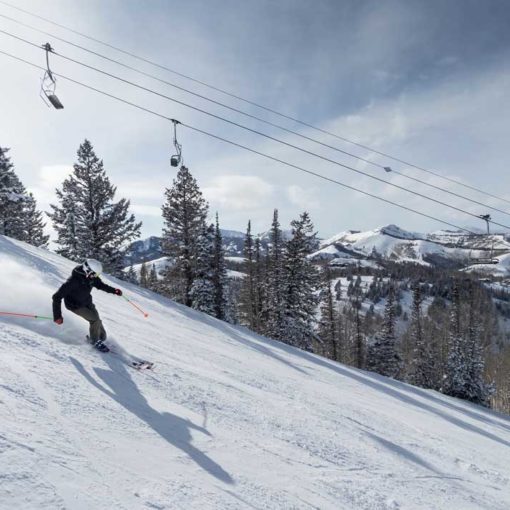 Jans Expert, Alice Johnson, skis groomer at Deer Valley