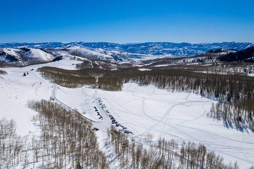 Aerial view of Bonanza Flats looking east in Park City, UT