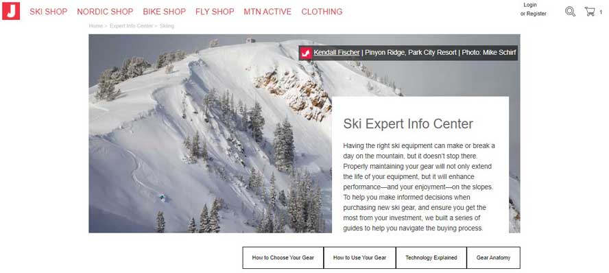 Example of new Jans Ski Expert Info Center