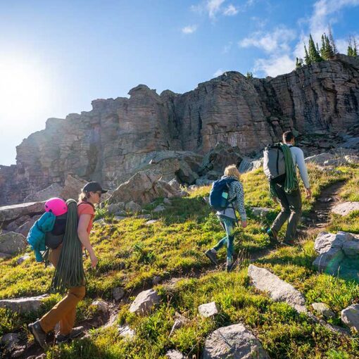 Jans Experts approaching a rock climbing area in the Uinta mountains, UT