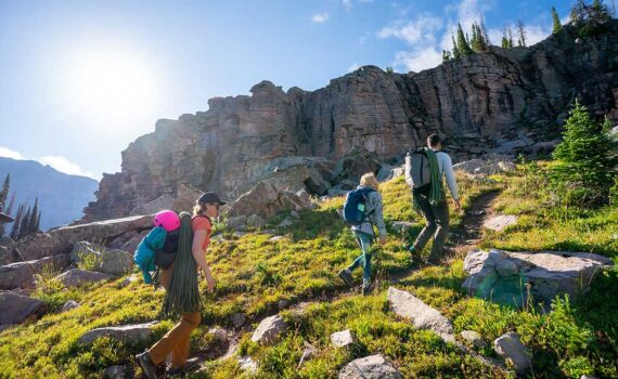 Jans Experts approaching a rock climbing area in the Uinta mountains, UT